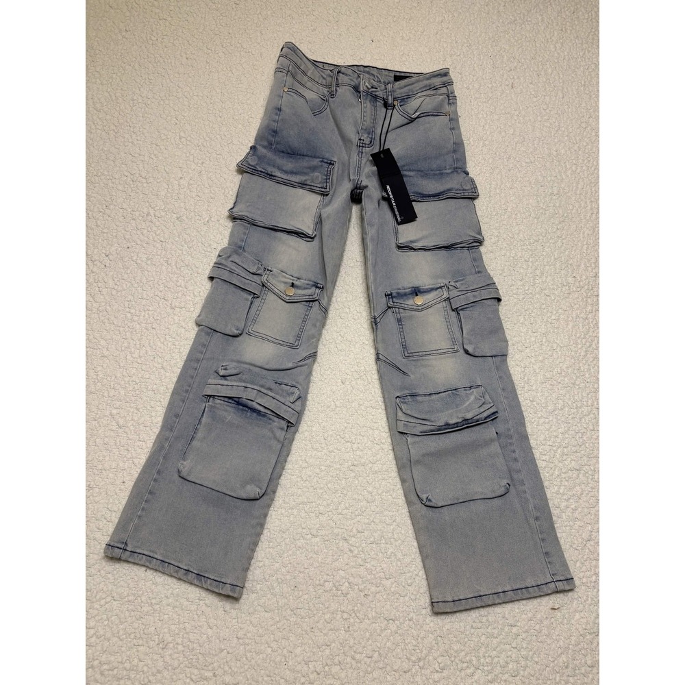 Rockstar Original Boys Cargo Pants 16 Blue Baggy Fit Denim RSK-BJN-BC1
